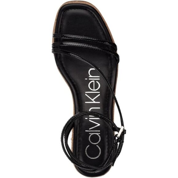Calvin Klein Womens Neve Faux Leather Wedges Platform Sandals - Picture 2 of 4